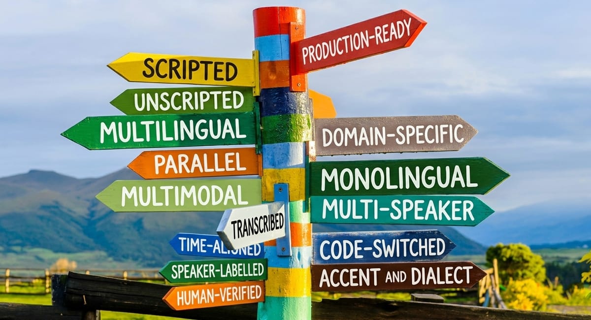 Visual overview of speech dataset types and use cases